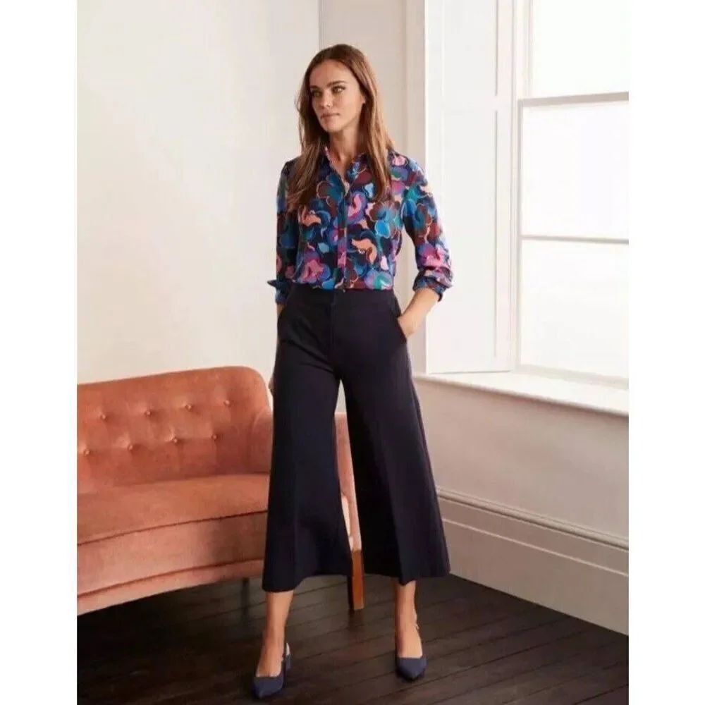 Boden Black Cropped Wide Leg Pants 6R NWT